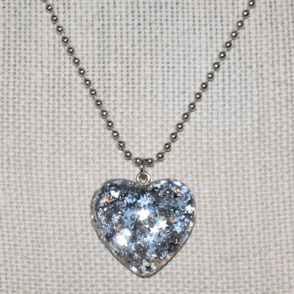 Sparkly Stars Heart Necklace